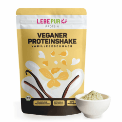 Lebepur BIO veganes Proteinpulver VANILLE 1kg - SOJAFREI - 60% Eiweiß aus Erbsen-, Sonnenblumen-, Reis-, Hanfsamen- und Kürbiskernprotein - ohne Zusatzstoffe, Zucker - laborgeprüft, glutenfrei