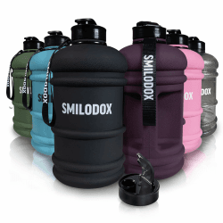 SMILODOX Trinkflasche 2,2 & 1,3 Liter - Extra Stark Sport & Fitness Wasserflasche mit Druckverschluss - BPA-Frei Sportflasche, Ideal für Fitnessstudio, Bodybuilding, Outdoor-sport, Wandern & Büro