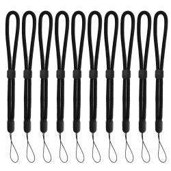 Laughhe 10 Stück Handschlaufe Lanyard Verstellbares Nylon Handgelenk Trageband Weiche Paracord Handschlaufe Kurz für Taschenlampe, Handy, USB-Stick, Kamera, Schlüsselanhänger, Schwarz