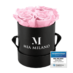 Infinity Rosen in Rosenbox I Valentinstag-Geschenk für Sie - Schwarze Box mit echten konservierten Rosen (3 Jahre haltbar) Ewige Flowerbox