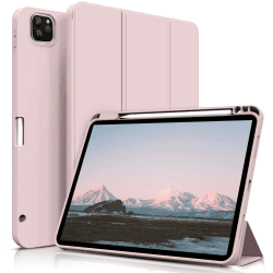 aoub Hülle für iPad Pro 11 4./ 3./ 2. Generation 2022/2021/2020, Hülle für iPad Pro 11 mit Stifthalter, Kann Pencil 2 Aufladen, Weiche Silikonhülle, Auto Schlafen/Wachen, Rosa