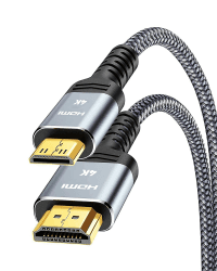 SNOWKIDS Mini HDMI auf HDMI Kabel 1M 4K Highspeed HDMI auf Mini HDMI Kabel 4K@60Hz 2K@120Hz Nylon Kabel, Unterstütz 1080p,720p,3D,UHD,ARC,Ethernet,Hochgeschwindig keitskamera,HDTV,Monitor,Projektor