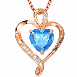 LAVUMO Herz Kette Damen Silber 925 I love you Halskette Damen Personalisierter schmuck Geschenke für Frauen Frau MaMa Freundin an Geburtstags Valentinstag Muttertag Mit Rose Geschenkbox Rosé gold-12-Dezember-Gravur" I Love You"