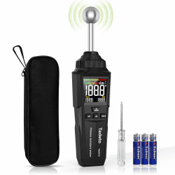 Feuchtigkeitsmessgerät, Zerstörungsfreie Messung Feuchtemessgerät mit Farb-LCD und Akustischem Alarm, Feuchtigkeitsmesser für Wände, Holz, Putz, Mauerwerk, 20-40 mm Analysetiefe（schwarz）