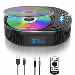 NEU 2024 CD Player Tragbar, Monodeal CD Player Bluetooth & Radio FM 2 in 1, Wiederaufladbar Tragbarer CD Player mit Lautsprecher, Discman CD Player, Unterstützung AUX/USB