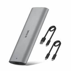 SSK M.2 NVME SSD Gehäuse Adapter, RTL9210B Chips USB C 3.1/3.2 Gen 2 10 Gbit/s PCIe, 6 Gbit/s M Key/(B+M) Key, SSD-Gehäuseunterstützung UASP Trim für 2242/2260/2280