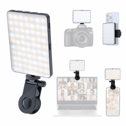 ETENTOUS Selfie Licht mit Clip, 80 LED Videolicht Dimmbare 3000K-9900K Handylicht, Eingebauten Rechargeable Akkus CRI 95+,3 Lichtmodi,Tragbares Kamera Licht mit Cold Shoe Mount für YouTube,TikTok