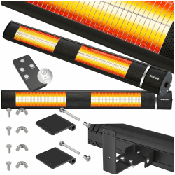tectake® Infrarot Heizstrahler mit Fernbedienung als Wandheizung oder für Decke, outdoor und indoor, Wärmelampe hängend für Terrasse, Infrarotheizung Camping, elektro Wärmestrahler 3000W
