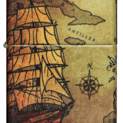 ZIPPO – Sturmfeuerzeug, Pirate Ship, 540° Color Image, White Matte, nachfüllbar, in hochwertiger Geschenkbox
