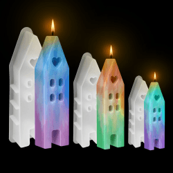 EPODA Silikonformen GießFormen Haus, Silikonform Haus Beton, Epoxidharz Formen Silikon, Silikon GießForm HäUser, Kerzenformen Zum GießEn (3pcs)