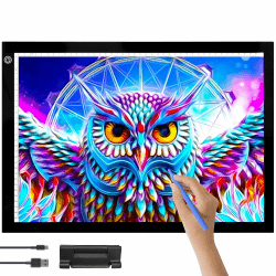 Crafts&Co® Leuchttisch A3 | Dimmbarer Leuchtplatte A3 | Lightpad, Diamond Painting Zubehör | Zeichenplatte A3 mit USB | Lightpad 470x345 mm | Zeichenbrett, Leuchtkasten, Leuchttafel, LED Drawing Pad