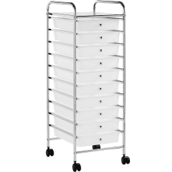 Yaheetech 10-Schubladen-Rollwagen Aufbewahrungswagen mit Ablage, Küchenwagen auf Rollen, Werkzeugwagen für Zuhause Badezimmer Büro Küche 62,5 × 36 × 91 cm
