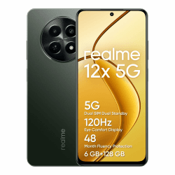 realme 12x 5G Smartphone 6+128 GB, 50MP AI Camera, 5G Dual SIM Dual Standby, TÜV SÜD 48-Month Fluency Protection, 120Hz Eye Comfort Display, 360° NFC, 5000mAh Battery, Glowing Black(no Adapter)