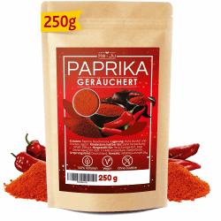 He-Ju Geräuchertes Paprikapulver (smoked) süß, 250 g Paprika geräuchert süß gemahlen, vegan, glutenfrei