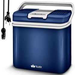 tillvex Kühlbox elektrisch 24L | Mini-Kühlschrank 230 V und 12 V für KFZ Auto Camping | kühlt & wärmt | ECO-Modus