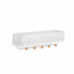 Umbra Estique Schlüsselbrett mit Briefablage, Multifunktionaler Wand Organizer mit 5 Haken, Weiss, Klein