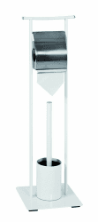HAKU Möbel WC-Garnitur Chrom, weiß, Metall - Maße: B 20 cm x H 69 cm x T 20 cm, Style: Modern