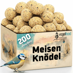 Samore 200 Stück (a 90g = 18 kg) Meisenknödel ohne Netz Vogelfutter Wildvogelfutter Meisenkugeln Ganzjahresfutter Fettfutter |Nährstoffreiches Ganzjahresfutter für alle Vogelarten | Körnerkugeln