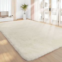 Sour Lemon Hochflor Teppich Creme Teppich Wohnzimmer 160x230 Waschbar Anti-Rutsch Extra Große Teppich Schlafzimmer Flauschige Moderne Teppiche Matte Teppichen für Schlafzimmer Kinderzimmer