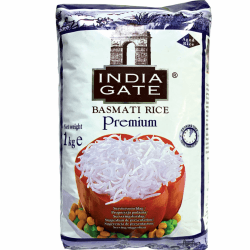 INDIA GATE Premium Basmati Reis – Feiner, aromatischer Langkornreis aus Indien, feines Langkorn (1 x 1 kg)
