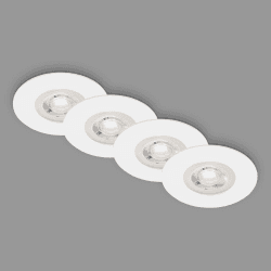 BRILONER - 4er Set Einbauleuchten Decke LED, Einbaulampen ultraflach, Einbaustrahler Bad, Badeinbaustrahler IP44, 4,9 Watt, 480 Lumen, Badezimmer, warmweiße Lichtfarbe, 90x25 mm (DxH), Weiß