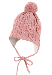 Sterntaler Unisex Kinder Strickmütze mit Bommel, Rosa, 49