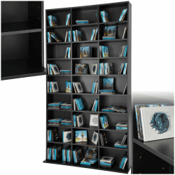 tectake Regal Aufbewahrung, offene Schrank Wand stehend für CDs, DVDs, als Bücherregal, Raumtrenner, Ständer oder Vitrine für Sammlungen und Hobby - schwarz