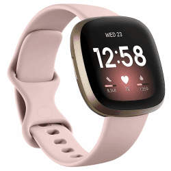 Msksjer Armband Kompatibel mit Fitbit Versa 4/Versa 3/Fitbit Sense/Sense 2, Klassischer Weicher Sport Silikon Ersatzarmband für Frauen Männer, Rosa Large