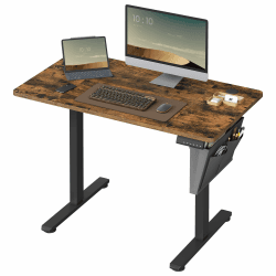 SONGMICS Höhenverstellbarer Schreibtisch elektrisch, 60 x 110 x (72-120) cm, Verstellbarer Tisch, Memory-Funktion für 4 Höhen, für Homeoffice, Arbeitszimmer, vintagebraun-tintenschwarz LSD131K01