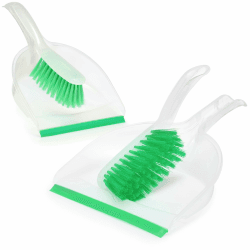 com-four® 2X Kehrgarnitur - grünes Kehr-Set aus Handfeger und Kehrschaufel - farbenfrohes Haushaltsreinigungsset aus Handbesen und Kehrblech (2 Stück - grün)