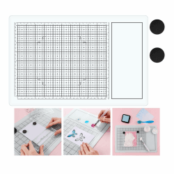OTCRAFT Magnetische Glas-Bastelmatte; 40 x 26 cm, hitzebeständige Glas-Medien-Schneidematte mit Magneten, Rasterlinien und Messungen; zum Schneiden, Stempeln, gemischte Medien, Wärmeprägen und