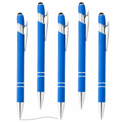 Kugelschreiber,2 in 1 Soft-Touch-Kugelschreiber,1.0 mm Kugelschreiber mit Touchpen,Kapazitive Stylus,für für Büro,Haushalt,Schule,Geburtstagsgeschenk(Blau,5 Stück)