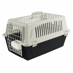 Ferplast Transportbox Katze, Hundetransportbox kleine Hunde und Katzen bis max. 5 kg, aufklappbares Dach, mit Kissen und Napf, Lüftungsschlitze, 32,5x48xH 29 cm,Transportbehälter Atlas 10 Open
