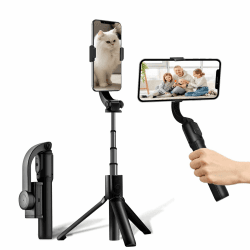 Smartphone Stabilisator, 1-Achsen-Gimbal, Selfie-Stabilisator mit Bluetooth-Fernbedienung, Kleiner, Leichter, zusammenklappbarer, für Vlogging, Live-Video, YouTube, kompatibel mit iPhone/Android