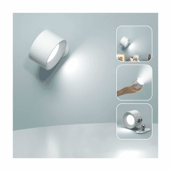 Feallive LED Wandleuchte Innen, Wandlampe mit Akku 1 Stück,Touch Control 3 Helligkeitsstufen, 360° drehbare, für Wohnzimmer Schlafzimmer TreppenhausFlur kabellose wandleuchten Weiß