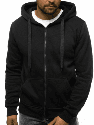 OZONEE Herren Hoodie Sweatjacke Kapuzenpullover Sweatshirt Farbvarianten Kapuzenjacke Kapuzenpulli mit Reißverschluss Langarm Sport Style Casual Fitness Training Basic J.Style AK15 XL Schwarz_ozonee-02b_bz