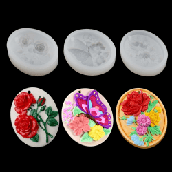 EPODA 3 Stücke 3D Blume Silikon Seifen Form, Silikonform Beton, Beton Gießform, Silikonformen Gießformen Blumen, Epoxidharz Form Rose
