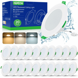 HOMEOW 20er Set LED Einbaustrahler 230V 7W Warmweiß Neutralweiß Kaltweiß LED Spots 230V, 75–90mm Lochmaß, Led Einbauleuchten Deckenspots Einbauspots Einbau Spotlight Ultra Flach IP44 für Badezimmer
