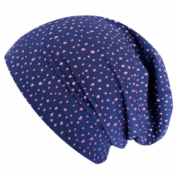 Wollhuhn ÖKO Jungen/Mädchen/Kinder Bequeme Weiche Long Beanie/Mütze/Beanie-Mütze/Strickmütze/Kindermütze Jersey Gefüttert Übergangszeiten (Öko-Stoffe/Bio)… 52-54 Glitzer Pünktchen Dunkelblau
