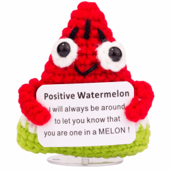 Mwmoeen Mini lustige Positive Kartoffel Geschenke, handgemachte emotionale Unterstützung gestrickte Wassermelon mit Frontkarte French Fries Schreibtisch Dekoration