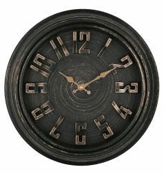 DIYZON Extra Große Wanduhr 40 cm mit 3D Schrift-Zifferblatt – Ohne Ticken und Batteriebetrieben - Klassischer Retro-Stil, Geeignet für die Dekoration Jedes Lnnenbereichs - Küche - Wohnzimmer (Schwarz)