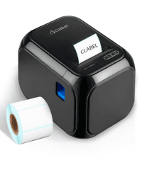 CLABEL Etikettendrucker Bluetooth Selbstklebend Thermo 320D Etikettiergerät Desktop Ettikettendrucķer Label Printer für Barcode mit eine Rolle 60x40mm Etiketten EU-Stecker