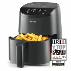 COSORI Heißluftfritteuse klein 2L, Mini-Airfryer für 1 Person, ideal für Camping, Reisen und Wohnmobile, schnell, kompakt, ohne Öl, energiesparend