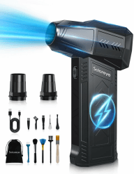 Solareye Druckluft Compressed Air Duster, 3-Gang 180000 U/min, Elektrische Staubgebläse Luftdruckspray mit 6000mAh Akku, Reinigungsbürste und USB Schnellladung, für PC Reinigungsset, Auto, Sofa