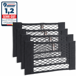 Upgrade4cars Kofferraum Netztasche Klett | 4 Auto Organizer Netze 40 x 25 cm | Elastisches Kfz Aufbewahrungsnetz Universal | Autozubehör Innenraum Gadget