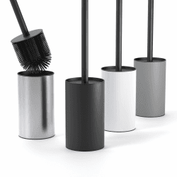 SAVEGA - Silikon Klobürste Edelstahl - Hygienische WC-Bürste mit modernem Bürstenhalter - Design Klobürste mit Spritzschutz - Toilet Brush - schwarz