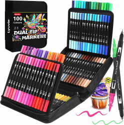Lyuvie 100 Farben Brush Pen Set, Pinselstifte Aquarel Filzstifte Kinder für Erwachsene,Pinselstifte Set für Künstler, Anfänger, Malen, Zeichnen, Kalligrafie