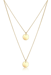 Elli Halskette Damen Plättchen Anhänger 2-lagig in 925 Sterling Silber 45 Gold
