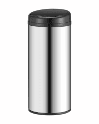 Juskys Mülleimer Küche mit Bewegungssensor Silber 50L - Runder Abfalleimer für Kontaktloses Entsorgen mit Klemmring für Müllbeutel - Rostfreier Stahl