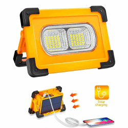 LEDme - Tragbarer Solar PowerBank LED-Projektorscheinwerfer mit Batterie, 4.500 Lumen, wiederaufladbar, Licht für die Arbeit, Wiederaufladbare USBo-Solar, Camping, Garage, Angeln, LM6335